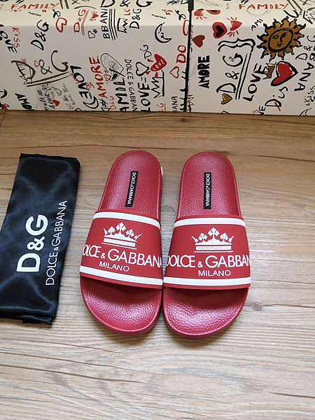 Dolce & Gabbana Crown Logo Embossed Slides Red - 1