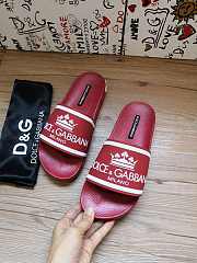Dolce & Gabbana Crown Logo Embossed Slides Red - 6