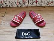 Dolce & Gabbana Crown Logo Embossed Slides Red - 3