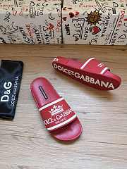 Dolce & Gabbana Crown Logo Embossed Slides Red - 4