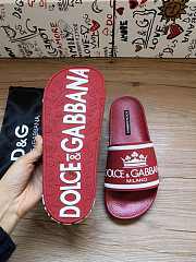Dolce & Gabbana Crown Logo Embossed Slides Red - 5