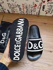Dolce & Gabbana Logo-Strap Slides Black White CS1991AQ858 - 6
