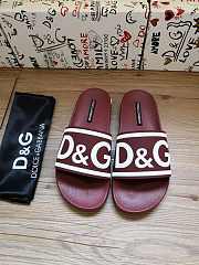 Dolce & Gabbana Logo-Strap Slides Burgundy - 1
