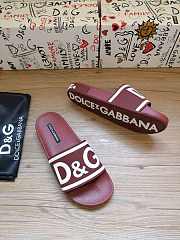 Dolce & Gabbana Logo-Strap Slides Burgundy - 5