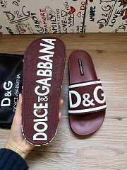 Dolce & Gabbana Logo-Strap Slides Burgundy - 6