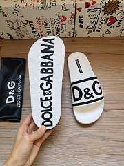 Dolce & Gabbana Logo-Strap Slides White Black CS1991AQ858 - 2