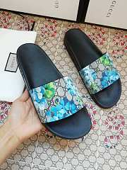 Gucci Blue Blooms Supreme Floral Slide Sandal - 2