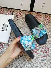 Gucci Blue Blooms Supreme Floral Slide Sandal - 5