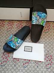 Gucci Blue Blooms Supreme Floral Slide Sandal - 6