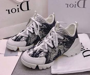 Dior D-Connect Sneaker White and Black Butterfly Motif