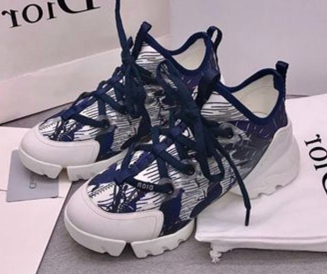 Dior D-Connect Sneaker White and Blue Butterfly Motif - 1