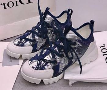 Dior D-Connect Sneaker White and Blue Butterfly Motif