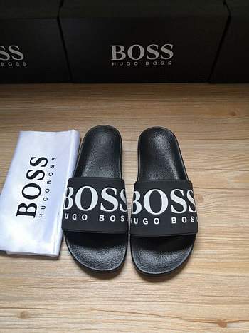 Boss Italian-Made Logo Slides Black 1398848