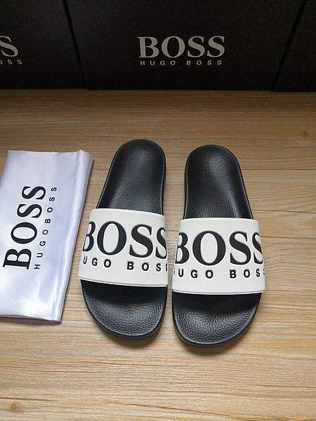 Boss Italian-Made Logo Slides Black White - 1