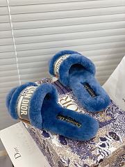 Dior Dway Slides Fur Blue - 3