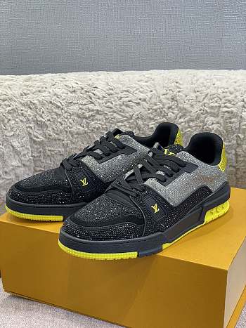Louis Vuitton LV Trainer Sneaker Black Yellow sparkling crystals