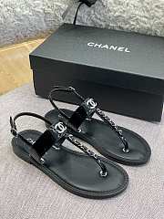 Chanel sandal glossy calf leather Black - 5