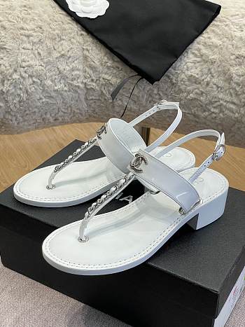 Chanel sandal glossy calf leather White