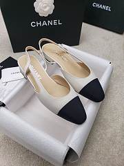 Chanel Slingback Goat Leather & Grosgrain Fabric White and Black - 4