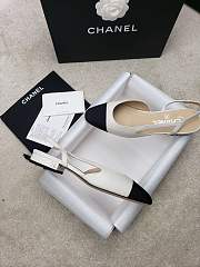 Chanel Slingback Goat Leather & Grosgrain Fabric White and Black - 3