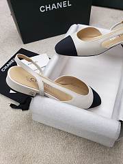 Chanel Slingback Goat Leather & Grosgrain Fabric White and Black - 2