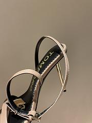 TOMFORD SHINY LEATHER PADLOCK POINTY BROWN SANDAL - 5