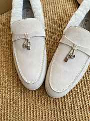 Loropiana Summer Charms Walk Loafers Suede Calfskin White - 4
