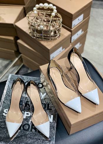 Gianvito Rossi transparent back and white high heels 