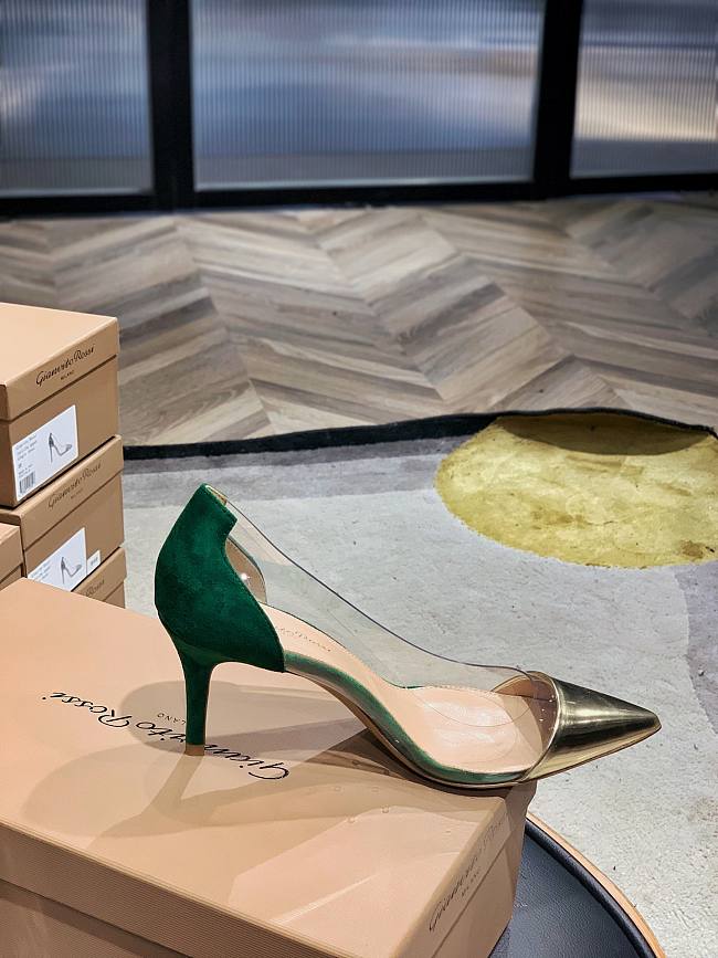 Gianvito Rossi transparent gold and green high heels - 1