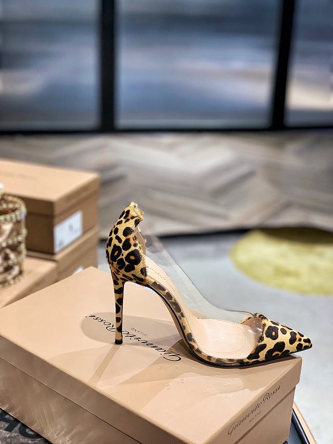 Gianvito Rossi transparent leopard print high heels - 1