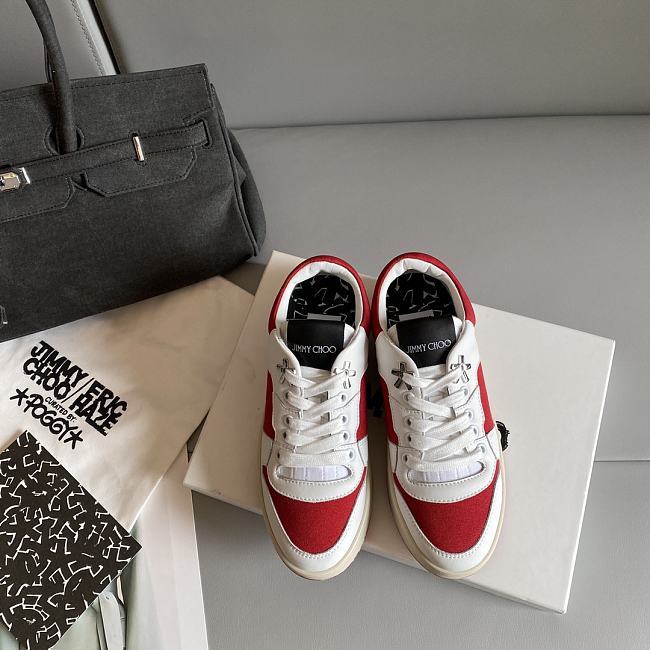 Jimmy Choo Red and White Sneaker - 1