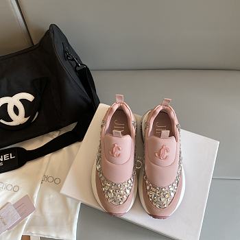 Jimmy Choo Ballet Pink Mix Neoprene and Leather Sneaker