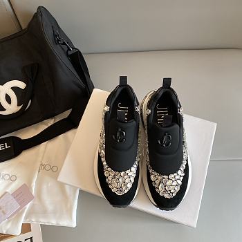Jimmy Choo Ballet Black Mix Neoprene and Leather Sneaker