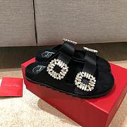 Roger Vivier Slidy Viv' Strass Buckle Mules in Leather - 2