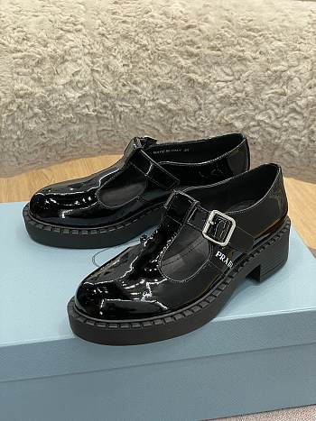 Prada Brushed-leather Mary Jane T-strap shoes - 01