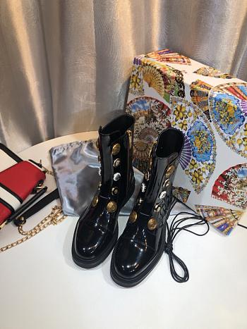 Dolce & Gabbana Leather Biker Boots With Applique