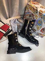 Dolce & Gabbana Leather Biker Boots With Applique - 6