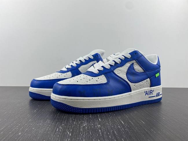 	 Nike Air Force 1 x Louis Vuitton Trainer Sneaker White Blue - 1
