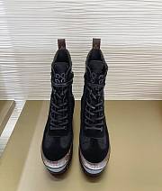 Louis Vuitton Laureate Desert Black Croc Leather Monogram Boots - 5