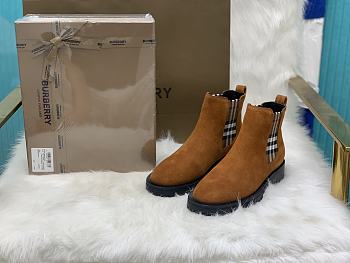 Burberry Vintage Check Detail Suede Chelsea Boots 01