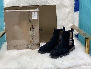 	 Burberry Vintage Check Detail Suede Chelsea Boots 02