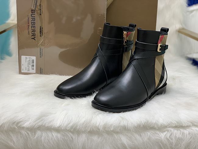 Burberry House Check and Leather Ankle Boots - 1