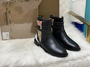 Burberry House Check and Leather Ankle Boots - 6