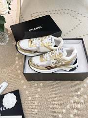 Chanel Fabric & Laminated White, Gold & Silver Sneaker G39792 Y56368 K5450 - 3