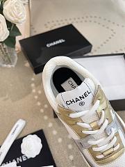 Chanel Fabric & Laminated White, Gold & Silver Sneaker G39792 Y56368 K5450 - 5