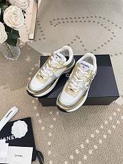 Chanel Fabric & Laminated White, Gold & Silver Sneaker G39792 Y56368 K5450 - 6