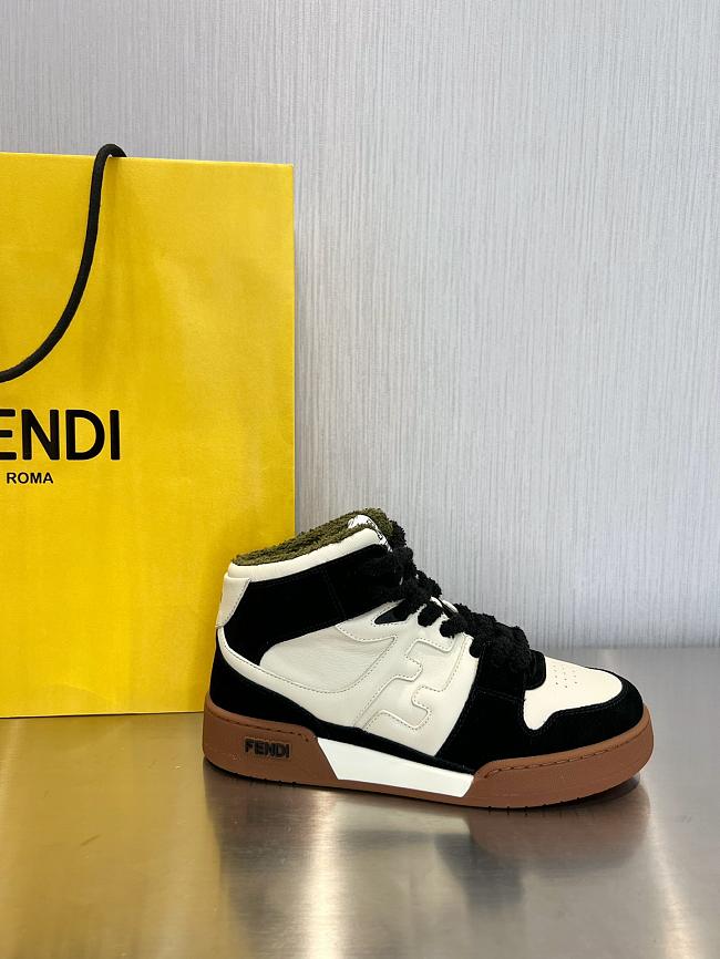 Fendi Match White And Black Leather High-Tops - 1