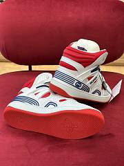 Gucci Basket High Top Blue And Red Sneaker - 6