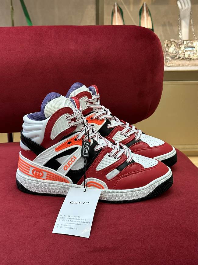 Gucci Basket High Top Red Sneaker 702920 2SH90 6662 - 1