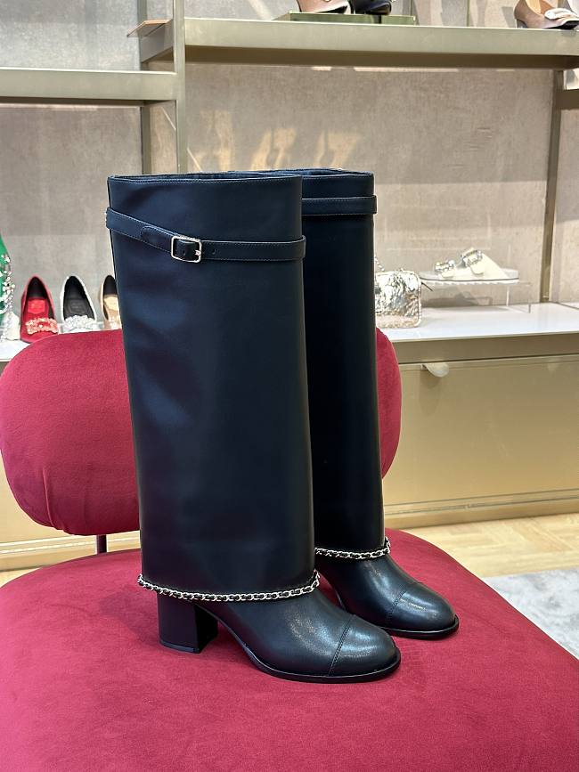 Chanel High Boots Suede Calfskin & Lambskin Black G39345 X56709 94305 - 1